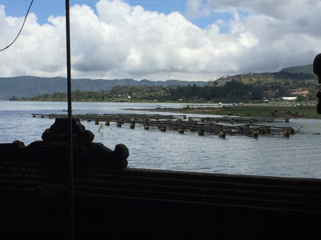 Overlooking the volcano caldera water from the temple