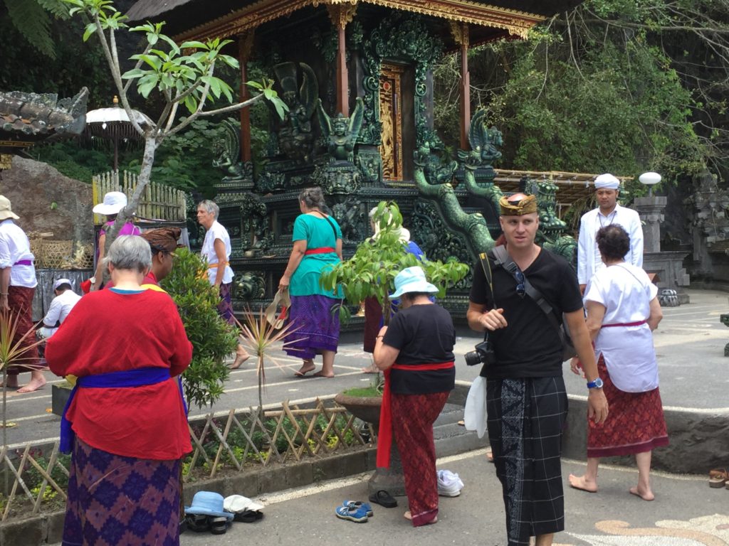 Entering the temple for the cleansing ceremony